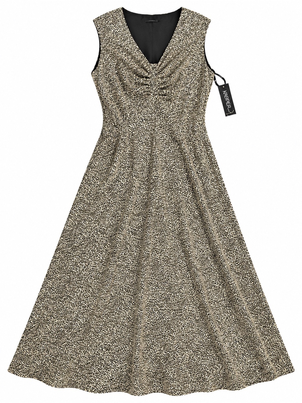 Kasper Sleeveless V-Neck Leopard Cheetah Print Maxi Dress Size 10 Womens